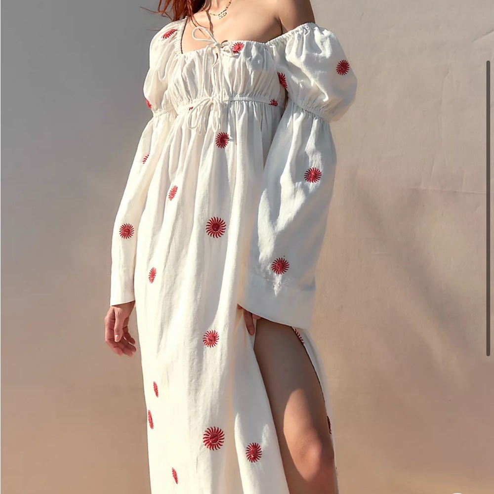 Free People Emory Embroidered Midi Dress Color: Ivory Combo NWT size:M
